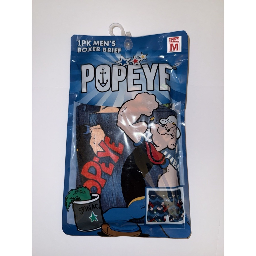 Popeye Boxer Briefs M (32-34) Cartoon Print Blue Stretch New Sealed